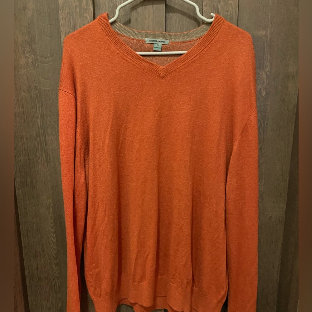 Johnston & Murphy Burnt Orange V-Neck Sweater - XL